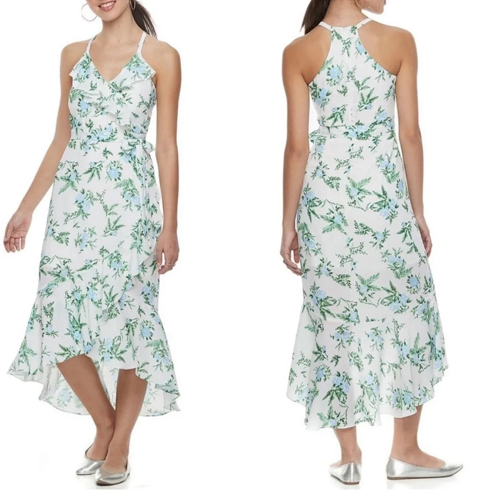 DISNEY PRINCESS RUFFLE MIDI RACER BACK FLORAL DRESS SIZE SMALL